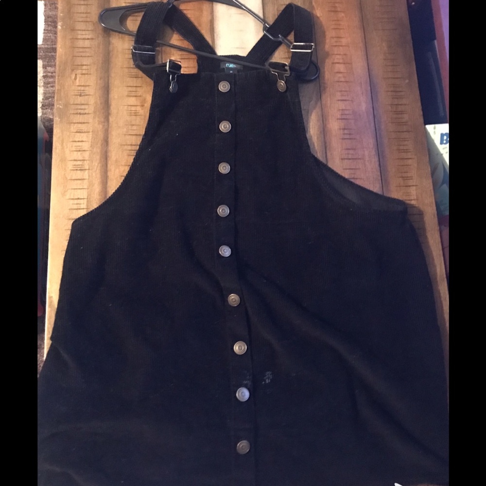 Black corduroy pinafore dress